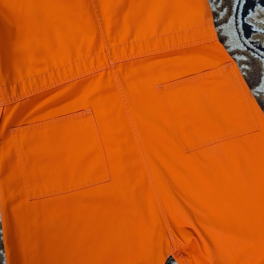 Vintage Orange Boiler Suit Hunting Jumpsuit Retro Utility Workwear Canvas Denim - Picture 8 of 16